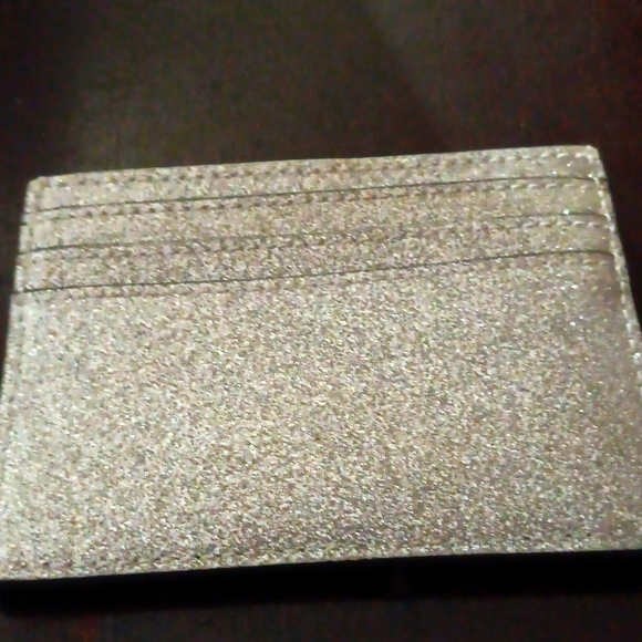 NWOT 🔥 KATE SPADE 🔥 GLITTERY SILVER CREDIT CARD WALLET - Picture 2 of 8